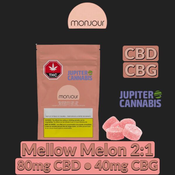 Monjour Mellow Melon 2:1 CBD:CBG Gummies