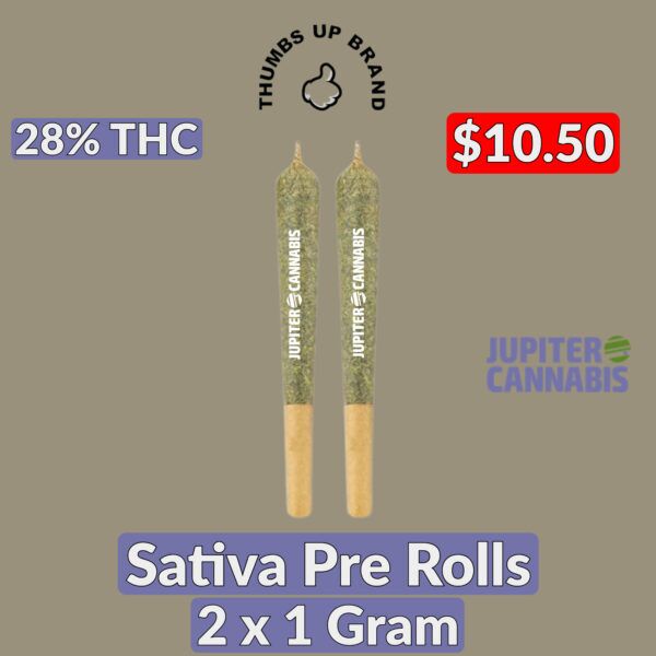 Thumbs Up Sativa Pre Rolled Joints 2 Pack