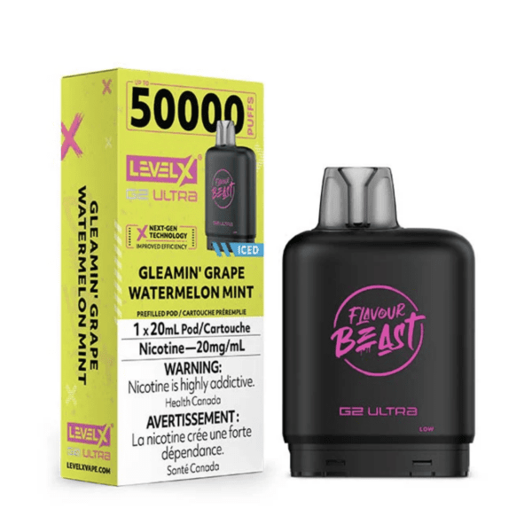 Level X G2 Ultra Pod 20ml Flavour Beast - Gleamin' Grape Watermelon Mint